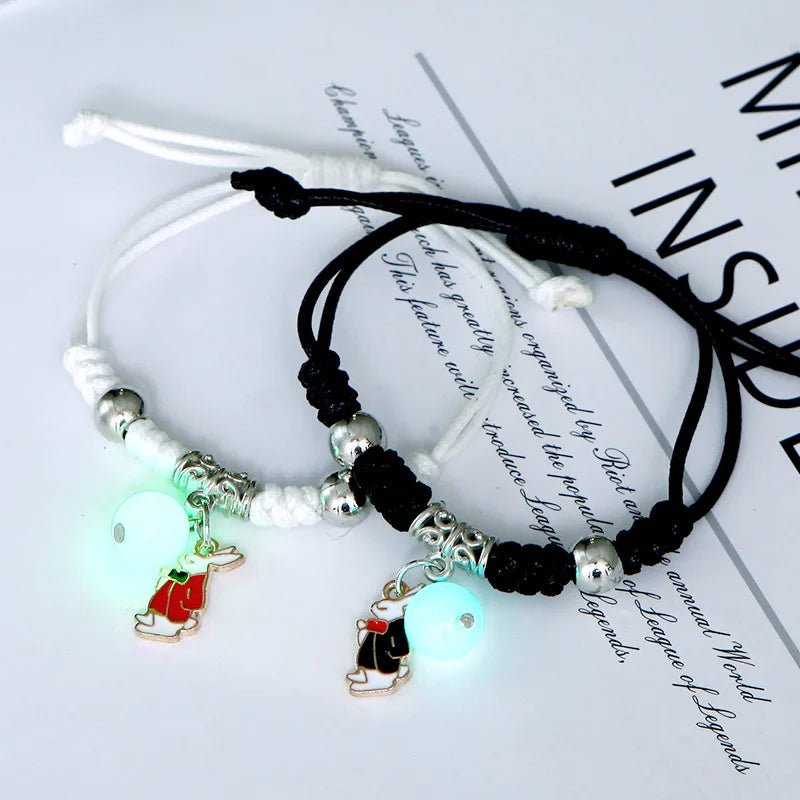 Glow-in-the-Dark Astronaut Star Bracelet – Adjustable Matching Rope for Couples & Friends, Symbolizing Infinite Love