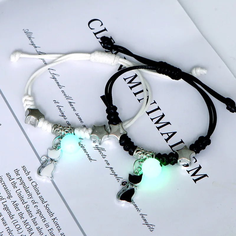 Glow-in-the-Dark Astronaut Star Bracelet – Adjustable Matching Rope for Couples & Friends, Symbolizing Infinite Love