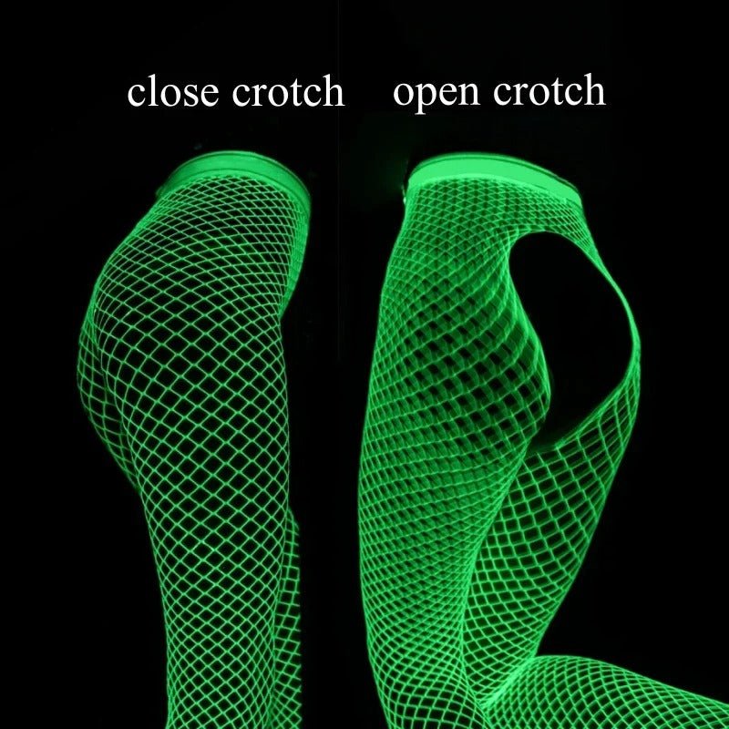 Glow-in-the-Dark Fishnet Stockings - Luminous Hollow Out Pantyhose Fishnet Tights Stockings