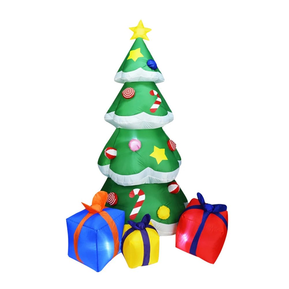Glowing LED Inflatable Christmas Tree & Elf – Festive Outdoor Ornament for Magical Parties & New Year Cheer