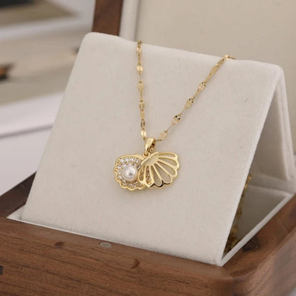 Gold-Plated Shell Charm Necklace – Elegant Freshwater Pearl Choker for Women, Perfect for Weddings, Parties & Gift Giving