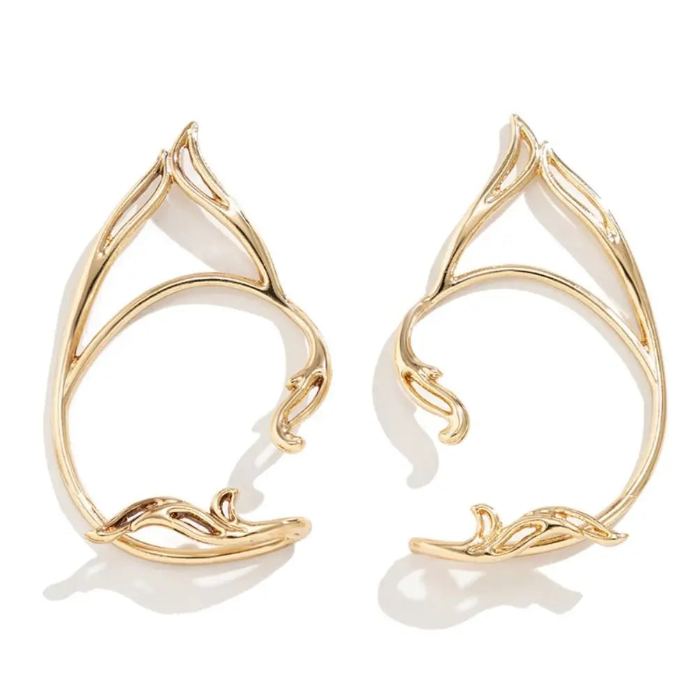 Korean Elf Fairy Earrings  – Hollow Cat Ear Hook Jewelry for a Magical Look