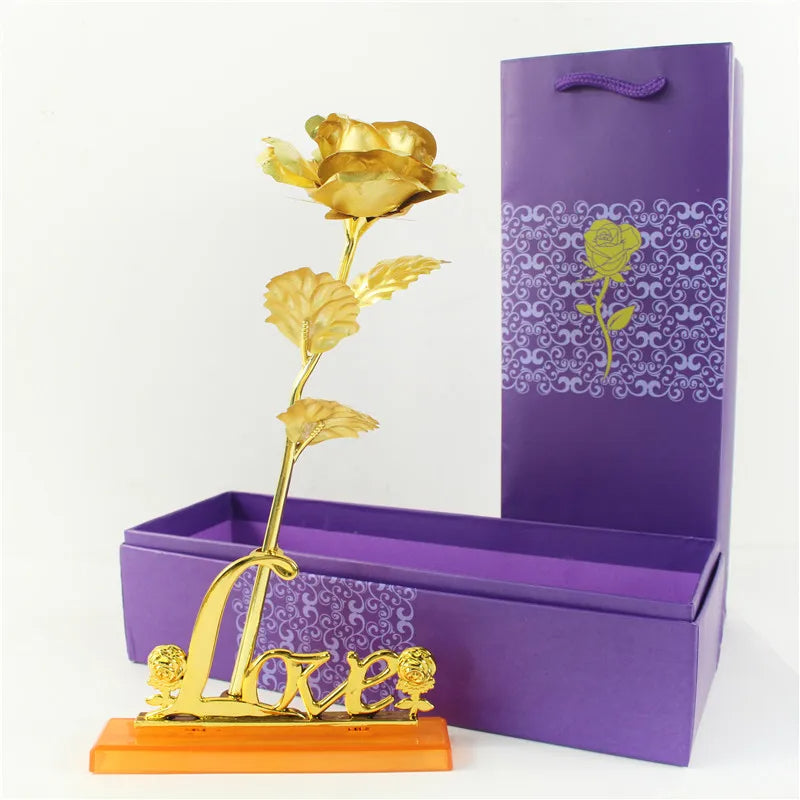 Gold Foil Eternal Rose in Gift Box – 24K  Gold Long-Lasting Romantic Artificial Flower for Weddings, Anniversaries, and Valentine’s Day Love
