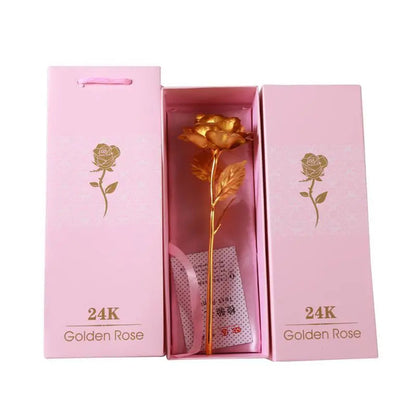 Gold Foil Eternal Rose in Gift Box – 24K  Gold Long-Lasting Romantic Artificial Flower for Weddings, Anniversaries, and Valentine’s Day Love