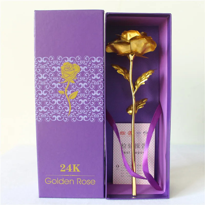 Gold Foil Eternal Rose in Gift Box – 24K  Gold Long-Lasting Romantic Artificial Flower for Weddings, Anniversaries, and Valentine’s Day Love