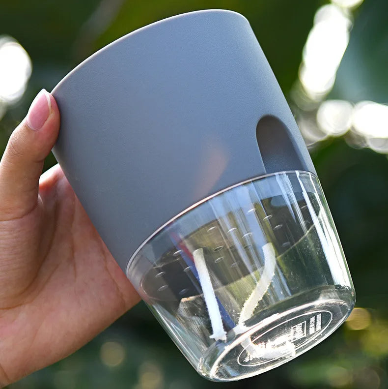 Self-Watering Transparent Planter – Dual-Layer Flower Pot with Cotton Rope Irrigation