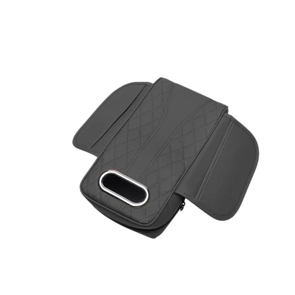 Car Armrest Cushion with Tissue Box – Memory Foam Support with Tissue Box & Storage Pockets