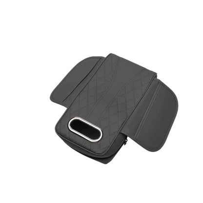 Car Armrest Cushion with Tissue Box – Memory Foam Support with Tissue Box & Storage Pockets