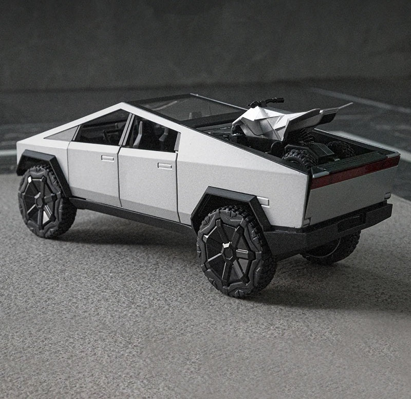 Scale Cyber Pickup Truck Model – 1/24 Diecast Alloy Off-Road Vehicle with Sound & Light, Realistic Collectible Car Toy Gift for Kids