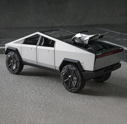 Scale Cyber Pickup Truck Model – 1/24 Diecast Alloy Off-Road Vehicle with Sound & Light, Realistic Collectible Car Toy Gift for Kids