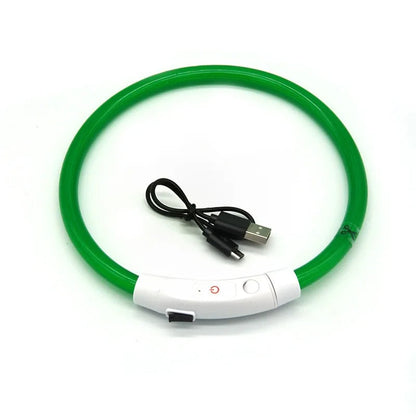 LED Dog Collar – USB Rechargeable Luminous Pet Collar with Adjustable Glow for Safe Night Walks & Anti-Loss Protection