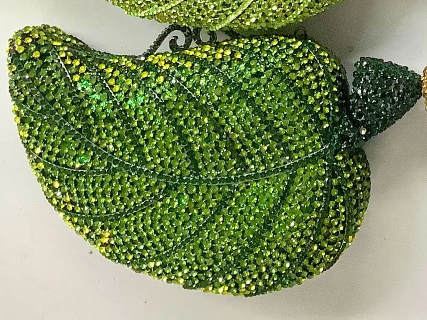 Crystal Tree Leaf Clutch – Women’s Gold, Orange, Green & Blue Diamond Evening Bags for Weddings, Parties & Luxury Fashion
