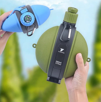 Folding Silicone Water Bottle with Compass – Outdoor Camping Hydration Cup for Hiking, Fishing, Picnics, and Eco-Friendly Travel