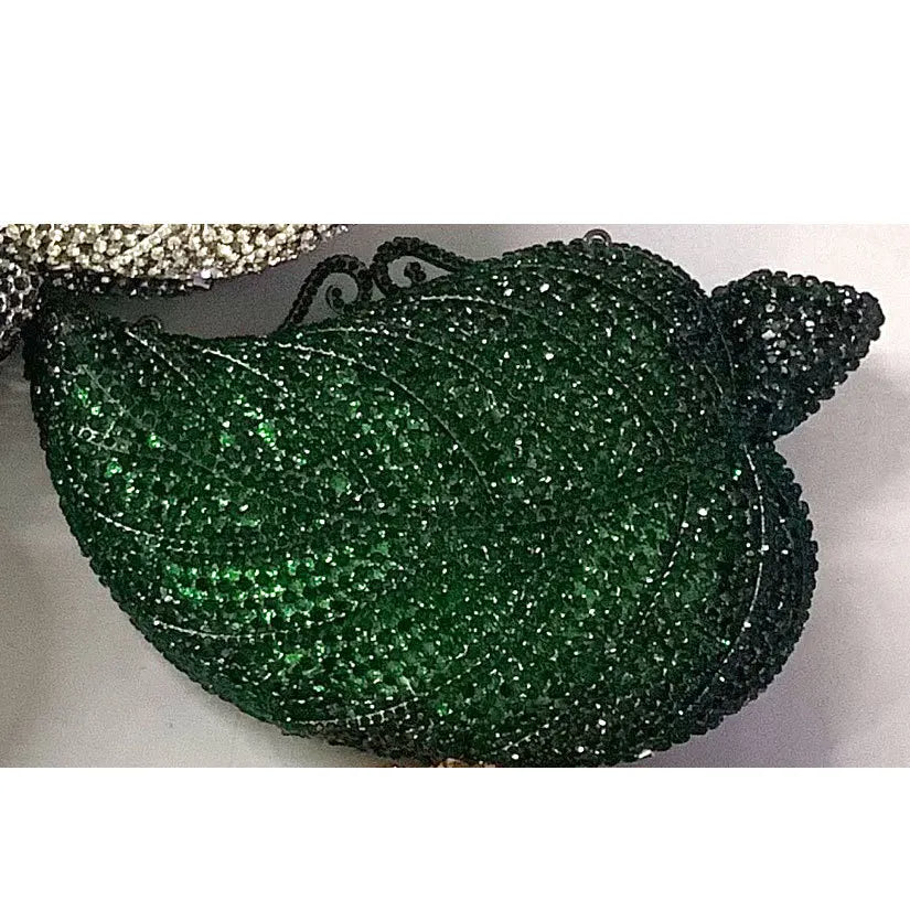 Crystal Tree Leaf Clutch – Women’s Gold, Orange, Green & Blue Diamond Evening Bags for Weddings, Parties & Luxury Fashion