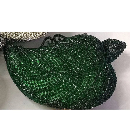 Crystal Tree Leaf Clutch – Women’s Gold, Orange, Green & Blue Diamond Evening Bags for Weddings, Parties & Luxury Fashion