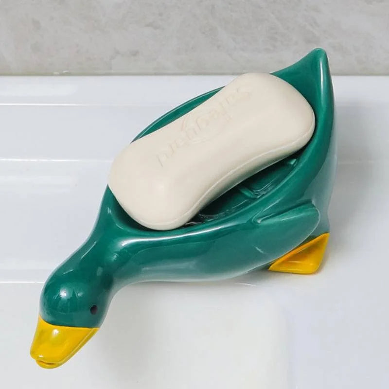 Duck Soap Dish – Self - Draining Ceramic Holder for Bathroom & Kitchen