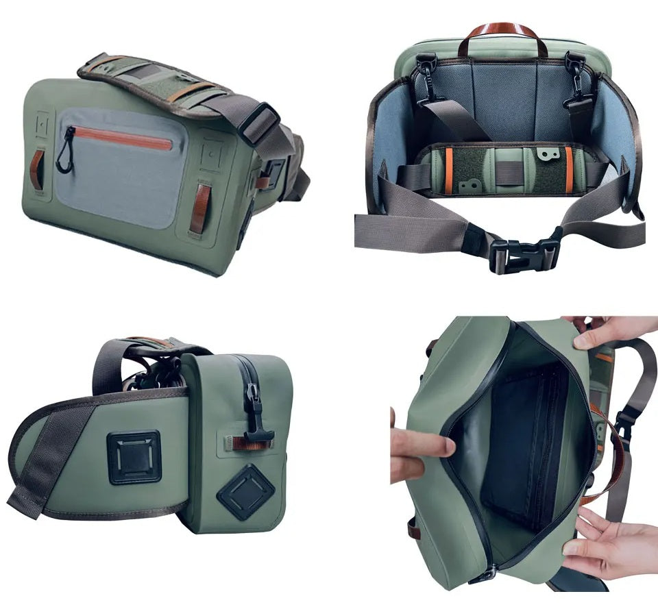 Fly Fishing Waist Hip Pack – Waterproof Crossbody Sling Bag with Tackle Storage, Ideal for Canoeing, Kayaking, Surfing & Outdoor Use