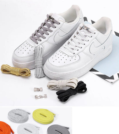 Elastic Shoelaces Sneakers - Colorful No-Tie Flat Laces with Metal Lock for Adults & Kids, Lazy Fit, Stylish Convenience