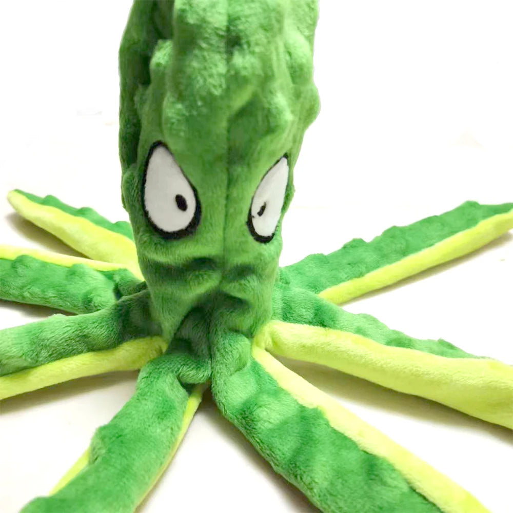 Octopus Sound Pet Chew Toy – Plush Chew Play Companion for Dogs & Cats with Teeth Cleaning & Crinkle Paper Fun