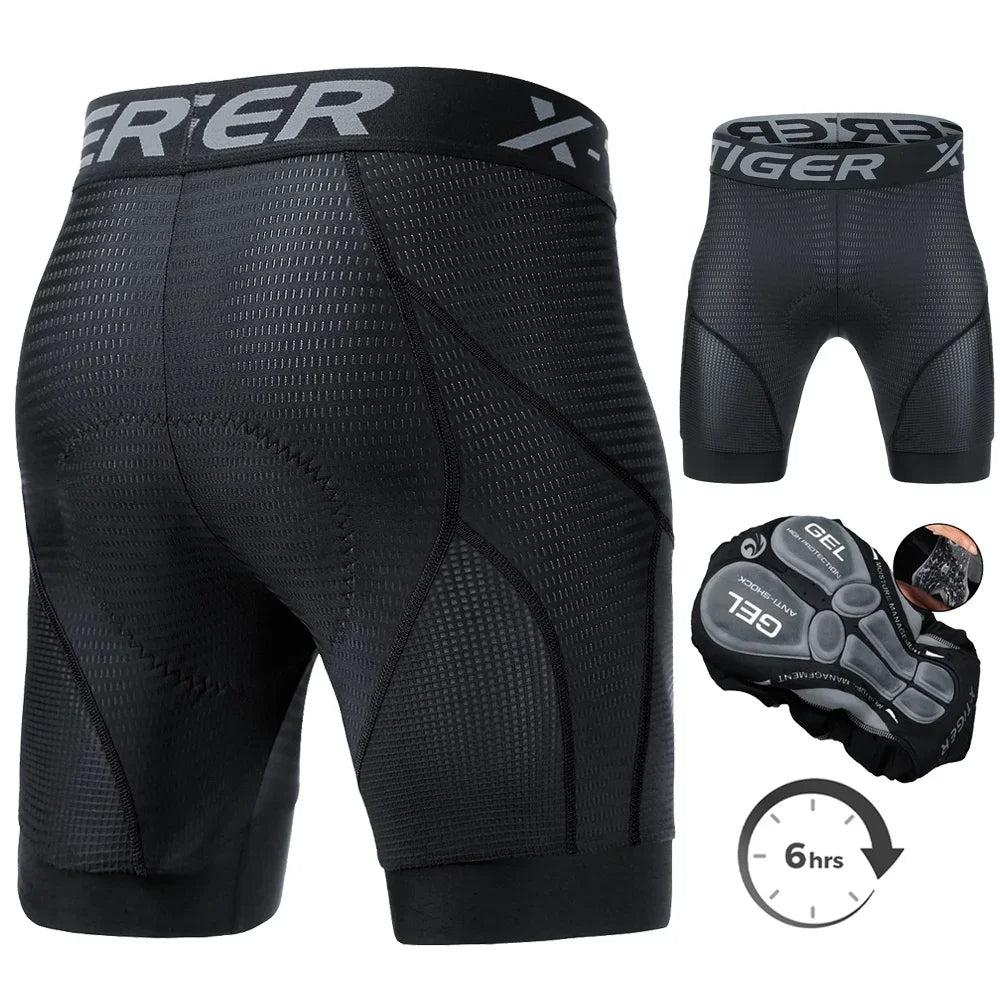 Breathable Men's Padded Cycling Shorts – 5D Underwear with Anti-Slip Leg Grips