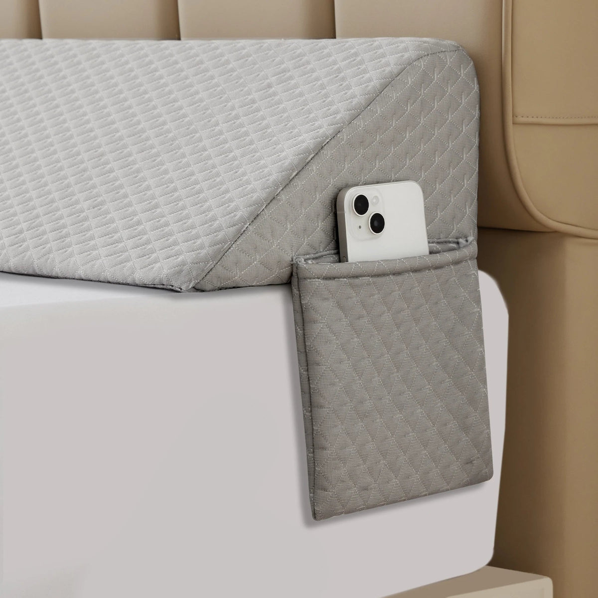 Hexagon Pattern Bed Wedge Pillow – Back Support Cushion for Sleeping with Machine-Washable Cover, Great for Elevated Rest Comfort