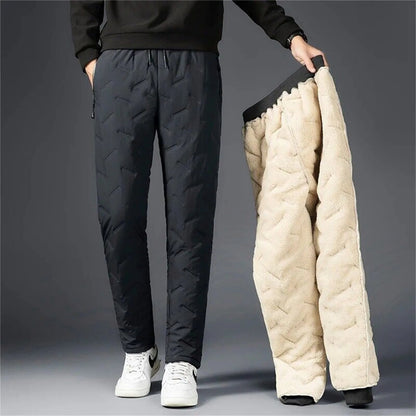 Men’s Fleece-Lined Winter Sweatpants – Waterproof Thick Joggers for Ski, Snow & Outdoor Comfort