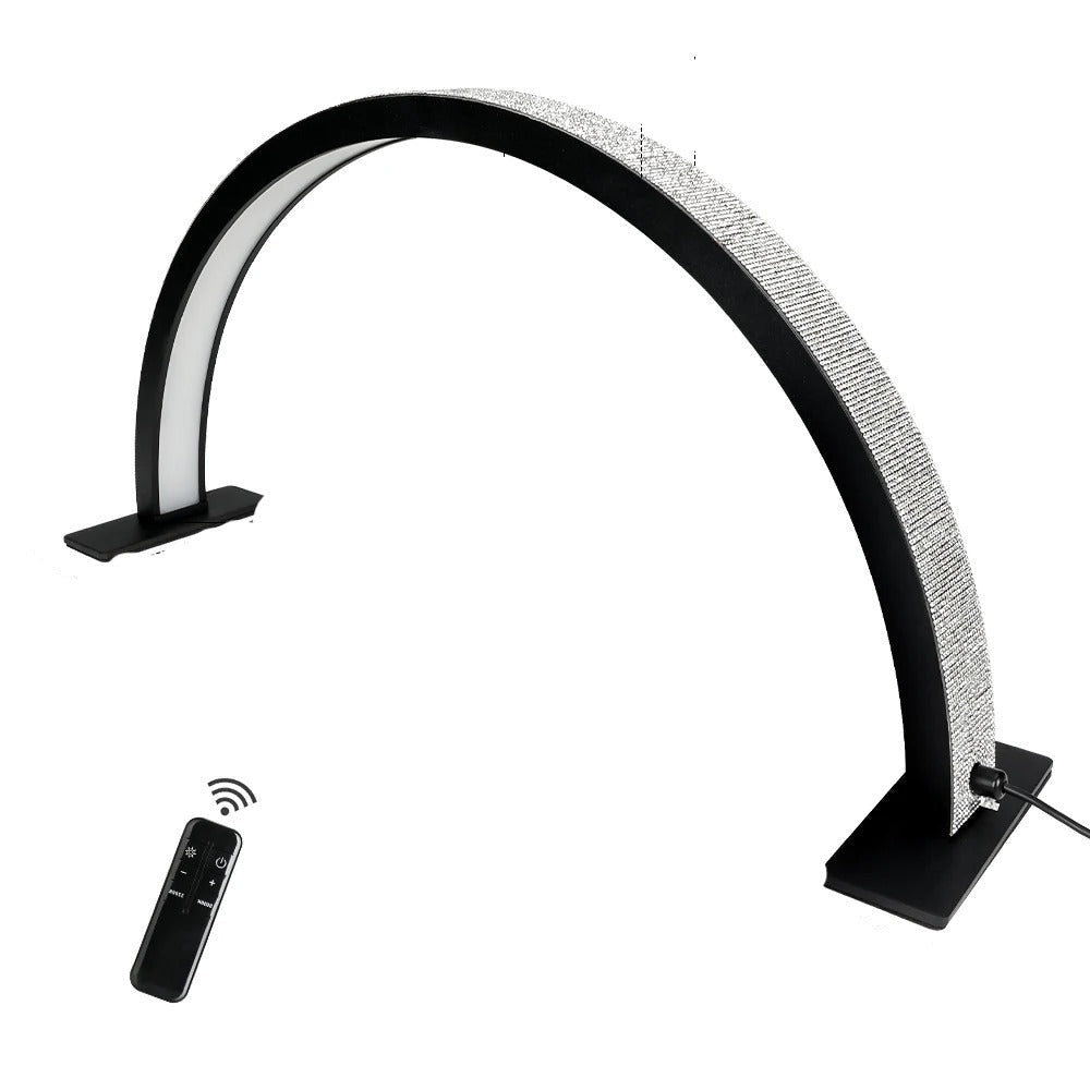 Half Moon Nail Desk Lamp – 28 in LED Arc Work Light for Nails, Lashes, Brows & Tattoo, 3000K–6000K Dimmable