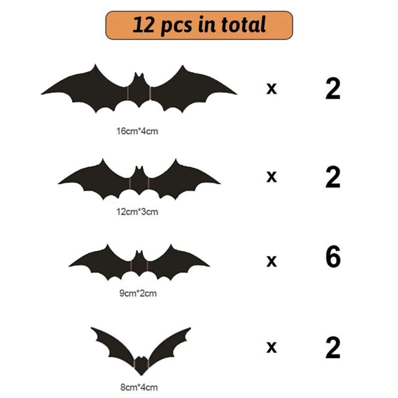 Halloween Bat Decorations - Spooky 3D PVC Halloween Bats Decor for Indoor and Outdoor Use