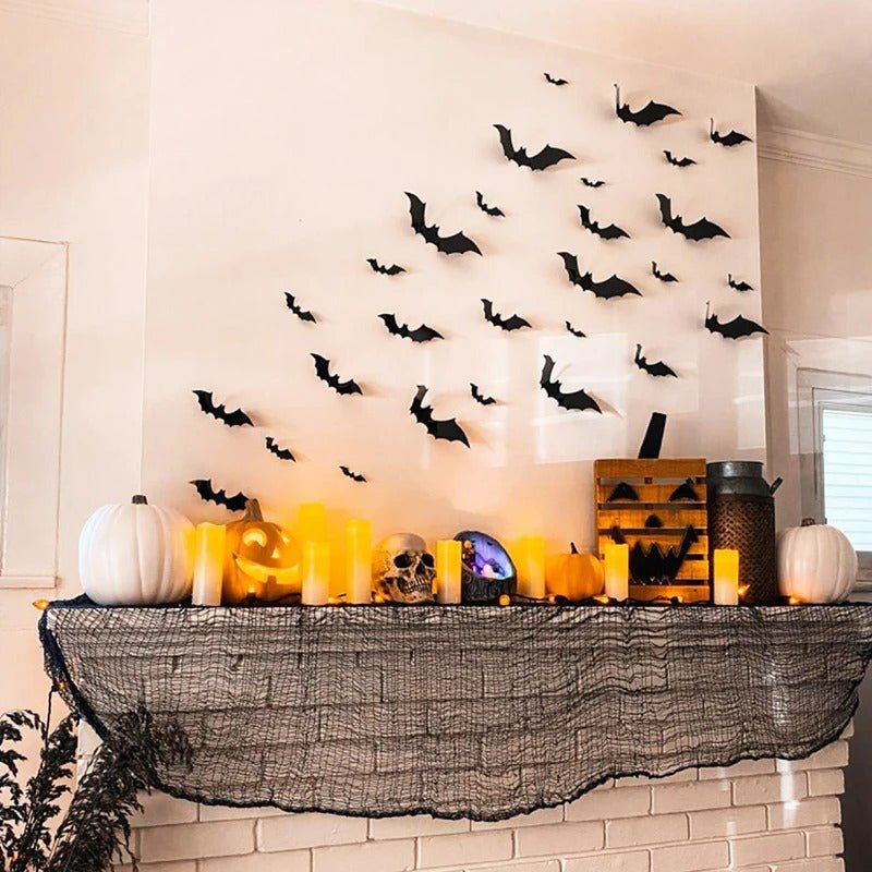 Halloween Bat Decorations - Spooky 3D PVC Halloween Bats Decor for Indoor and Outdoor Use