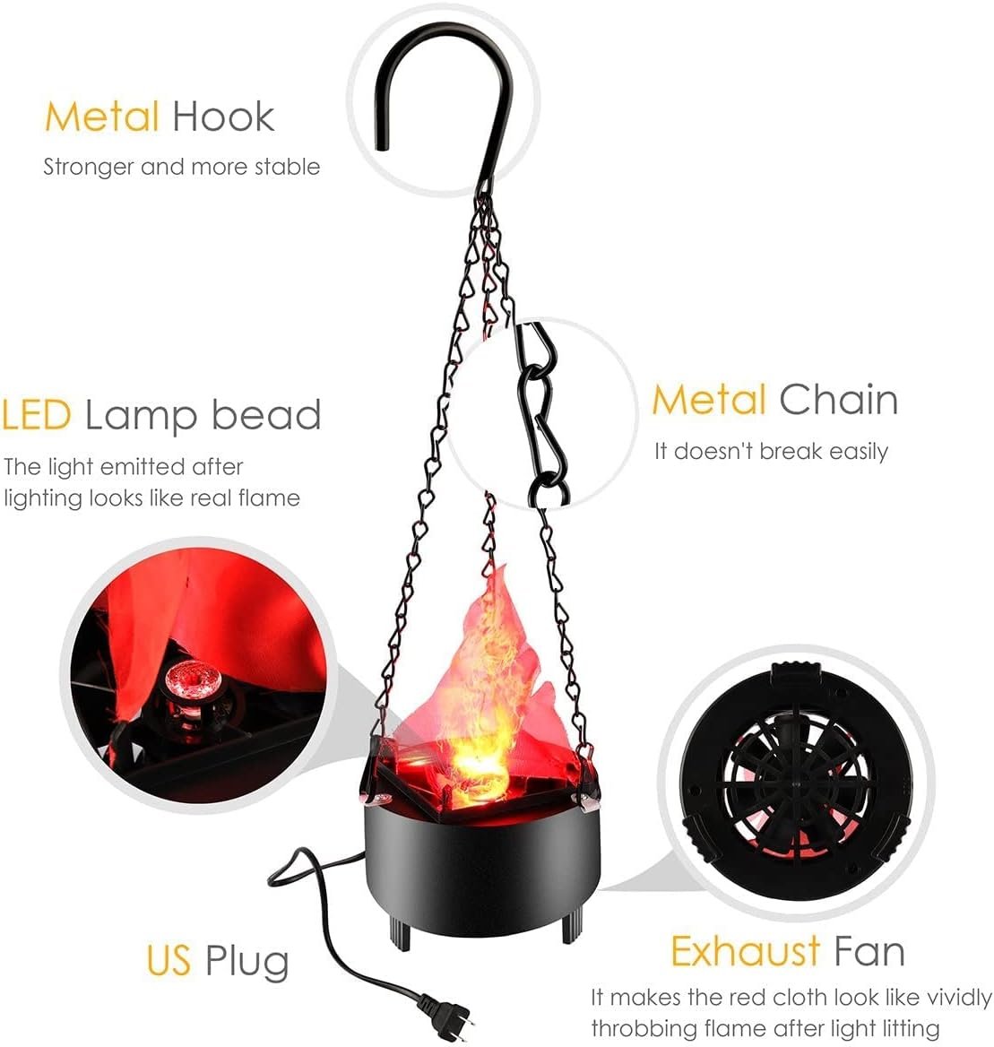 Halloween Hanging Flame Lights - Realistic Fake Flame Simulation