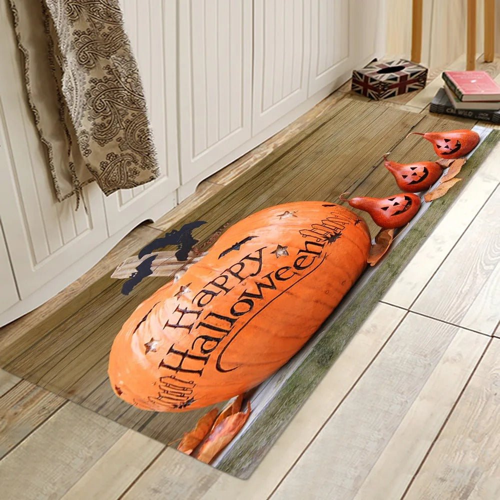 Halloween Bathroom Rug Set - Floor Mat Bathroom Water Absorption Anti-Slip Long Rug