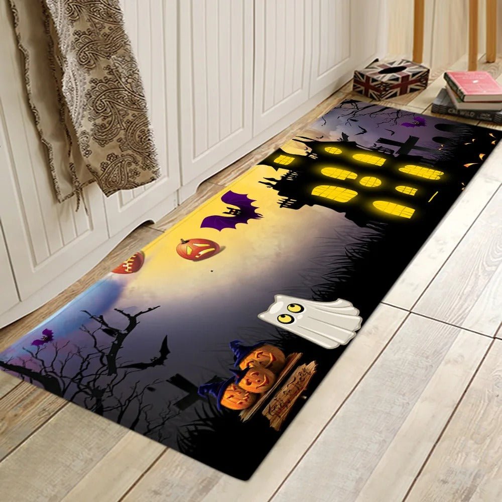 Halloween Bathroom Rug Set - Floor Mat Bathroom Water Absorption Anti-Slip Long Rug