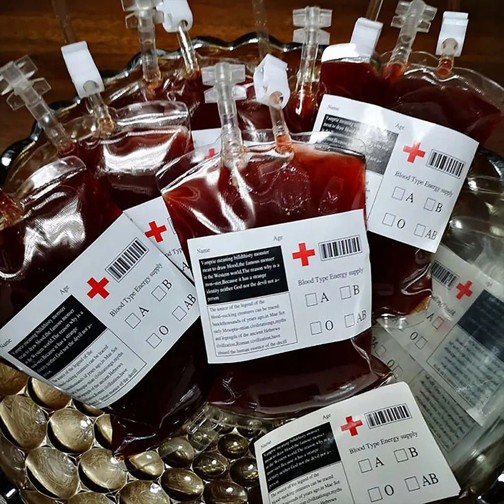 Halloween Blood Bag Drink Pack - Reusable Drink Cups Containers for Vampire Zombie Hospital Theme Party Supplies
