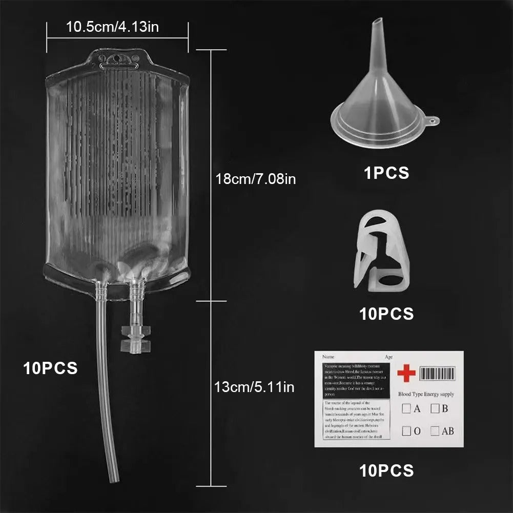 Halloween Blood Bag Drink Pack - Reusable Drink Cups Containers for Vampire Zombie Hospital Theme Party Supplies