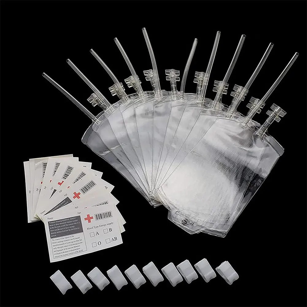 Halloween Blood Bag Drink Pack - Reusable Drink Cups Containers for Vampire Zombie Hospital Theme Party Supplies