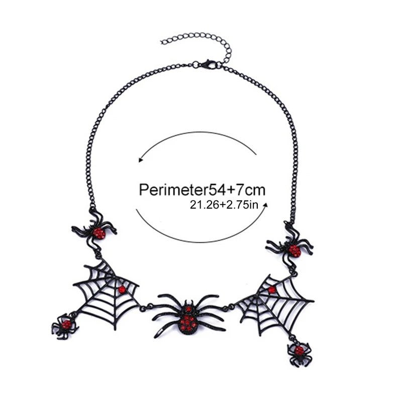 Halloween Creative Spider Necklace with Spider Pendant – Gothic Short Neck Chain Costume Jewelry for Women