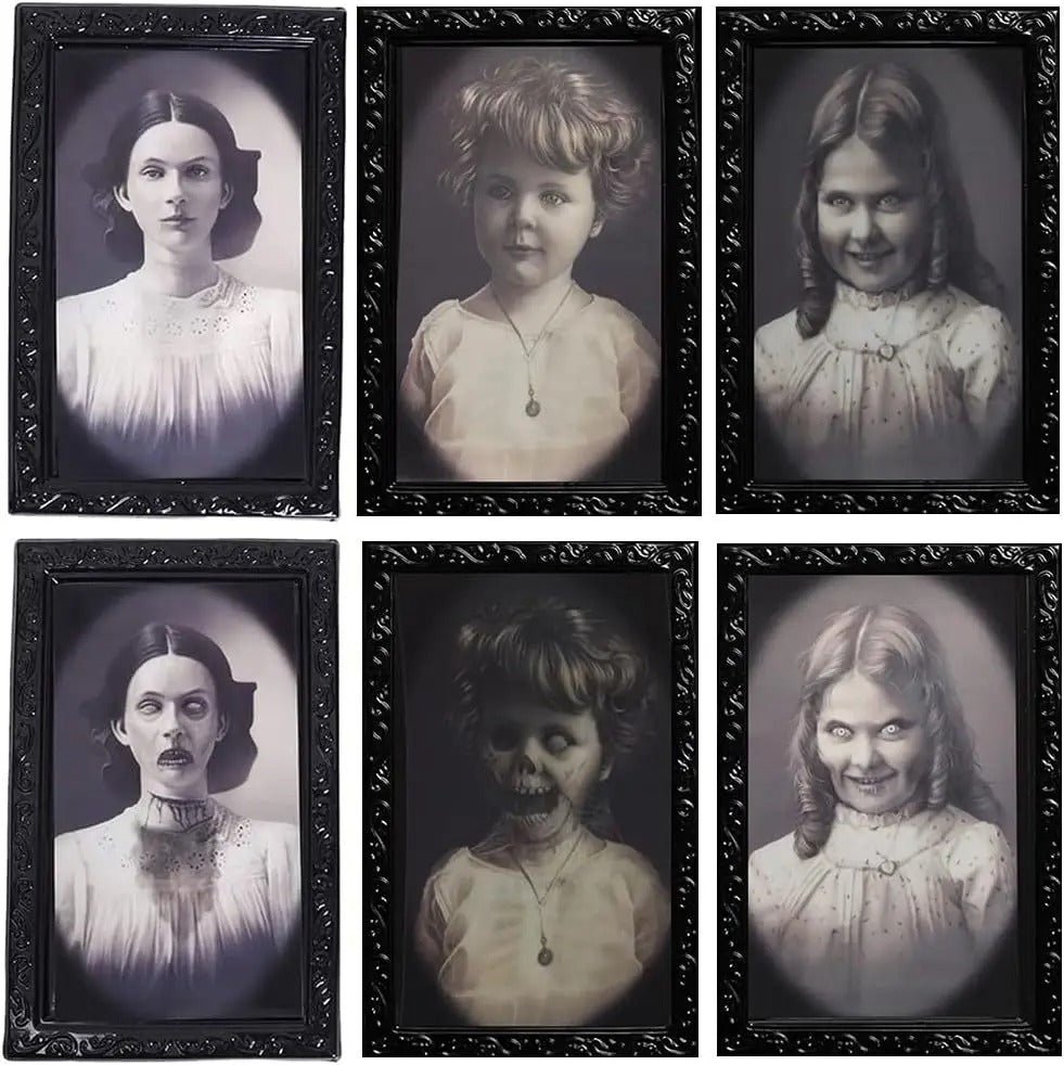 Halloween Portraits Decorations 3D Changing Face Moving Picture Frames - Spooky Ghost Portrait Halloween Wall Decoration