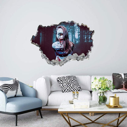 3D View Scary Halloween Stickers for Decorations - Halloween Floor and Broken Door Ghost Stickers