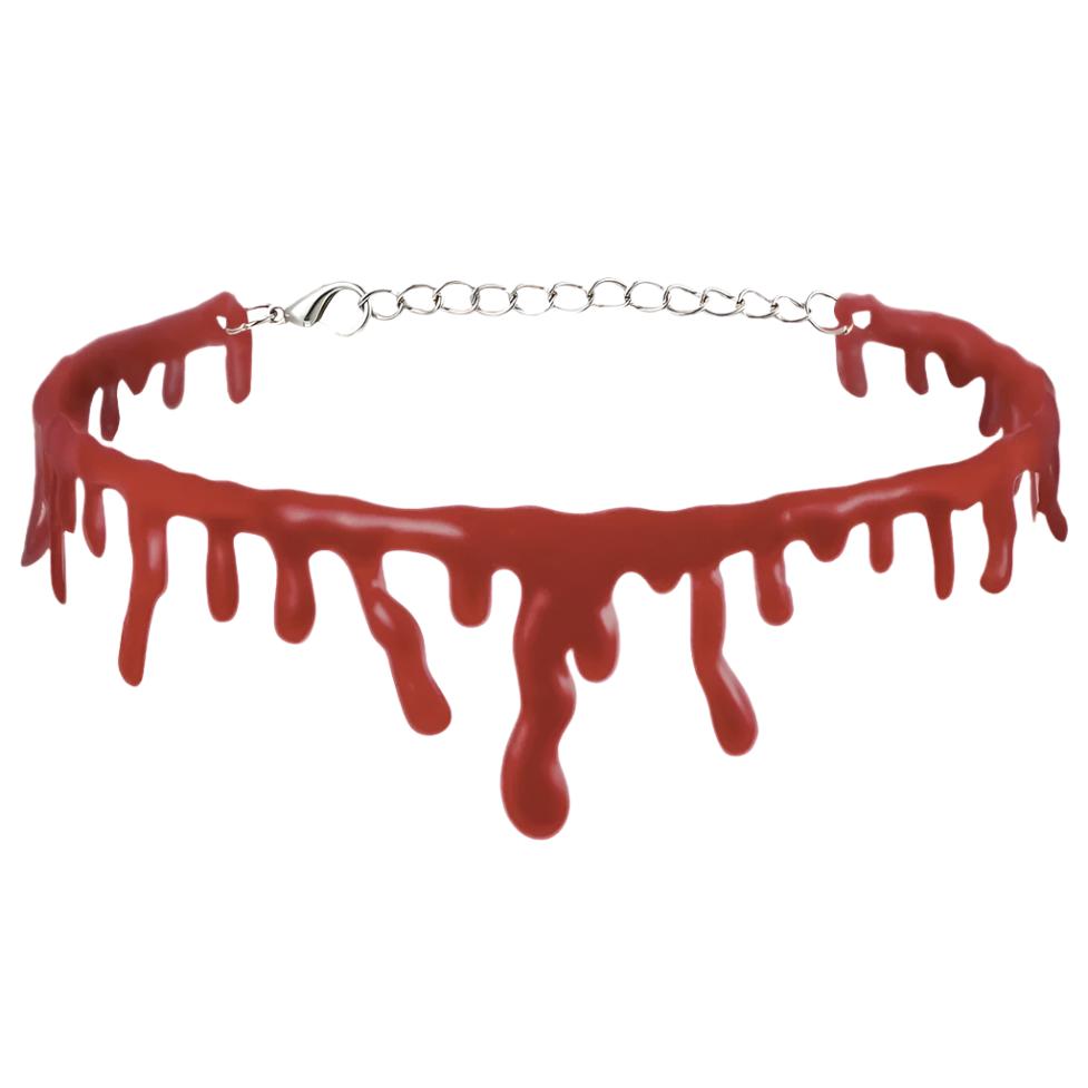 Halloween Decoration Horror Blood Drip Necklace – Fake Vampire Blood Drip Choker for Costumes & Cosplay