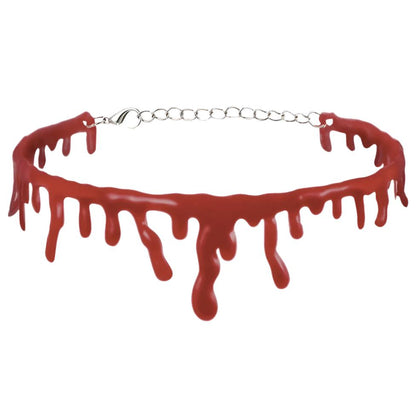 Halloween Decoration Horror Blood Drip Necklace – Fake Vampire Blood Drip Choker for Costumes & Cosplay
