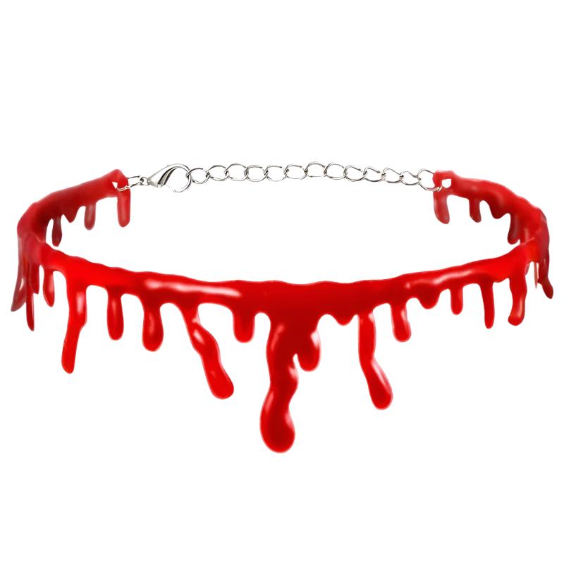 Halloween Decoration Horror Blood Drip Necklace – Fake Vampire Blood Drip Choker for Costumes & Cosplay