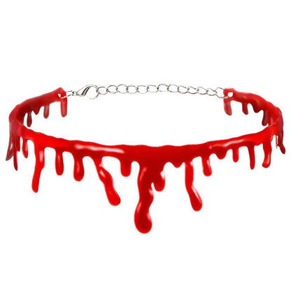 Halloween Decoration Horror Blood Drip Necklace – Fake Vampire Blood Drip Choker for Costumes & Cosplay
