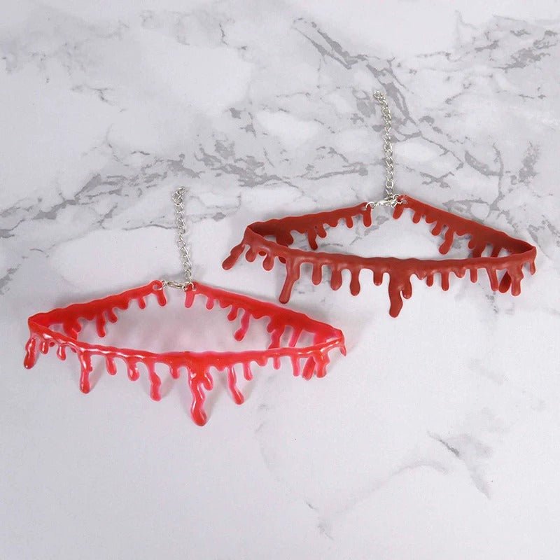 Halloween Decoration Horror Blood Drip Necklace – Fake Vampire Blood Drip Choker for Costumes & Cosplay