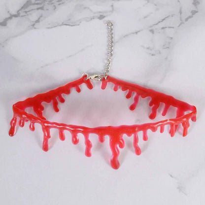 Halloween Decoration Horror Blood Drip Necklace – Fake Vampire Blood Drip Choker for Costumes & Cosplay