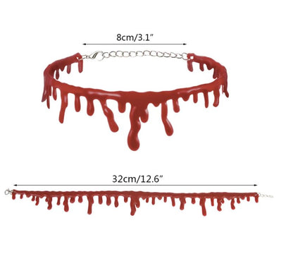Halloween Decoration Horror Blood Drip Necklace – Fake Vampire Blood Drip Choker for Costumes & Cosplay