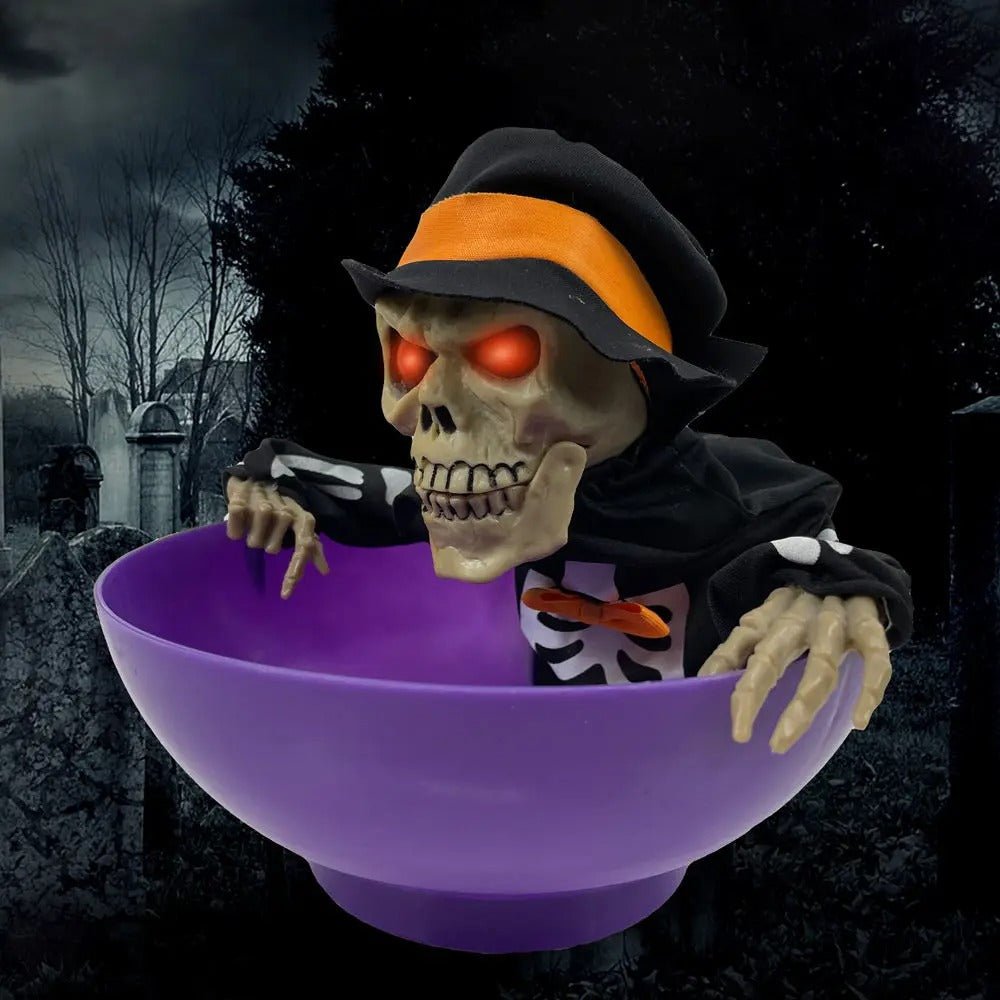 Halloween Candy Bowl - Electric Fruit Plate Ghost Party Layout Props | Halloween Animatronics for Home, Party, Haunted House