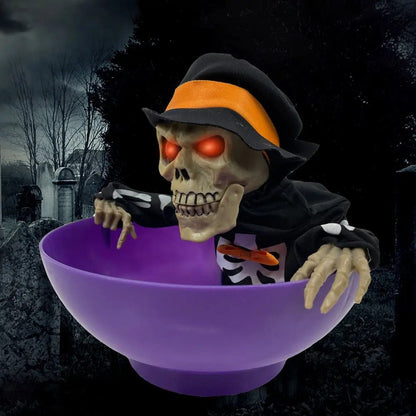 Halloween Candy Bowl - Electric Fruit Plate Ghost Party Layout Props | Halloween Animatronics for Home, Party, Haunted House