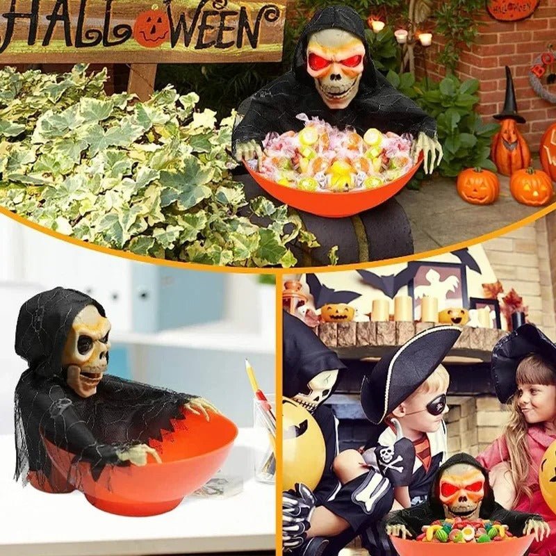 Halloween Candy Bowl - Electric Fruit Plate Ghost Party Layout Props | Halloween Animatronics for Home, Party, Haunted House