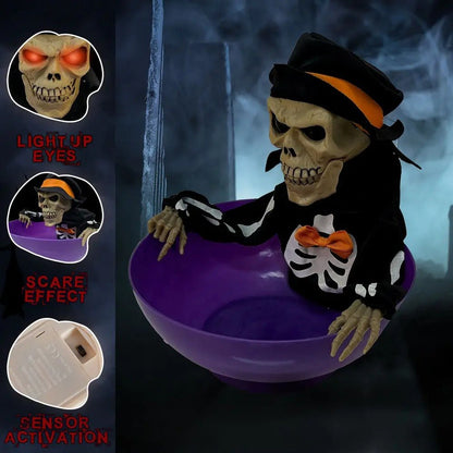 Halloween Candy Bowl - Electric Fruit Plate Ghost Party Layout Props | Halloween Animatronics for Home, Party, Haunted House