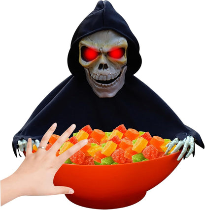 Halloween Candy Bowl - Electric Fruit Plate Ghost Party Layout Props | Halloween Animatronics for Home, Party, Haunted House
